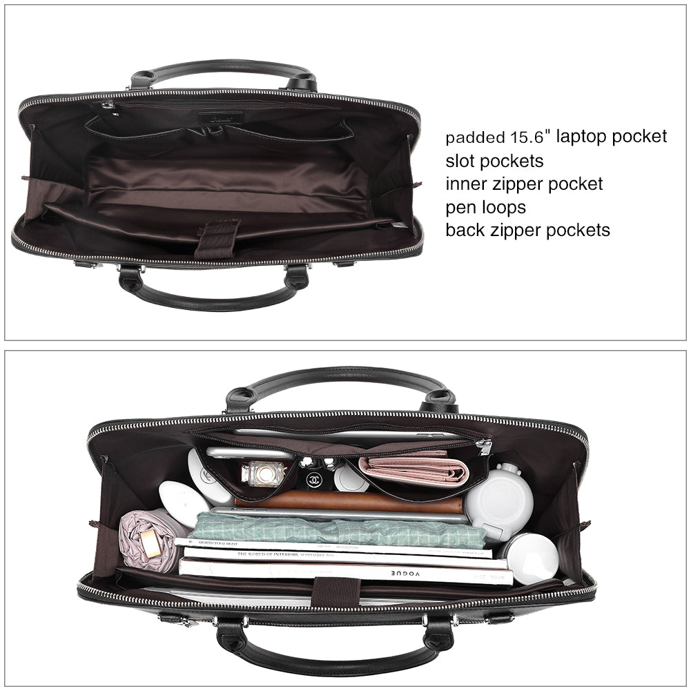 Claire Large Senior Leather Color Blocking Briefcase For Women