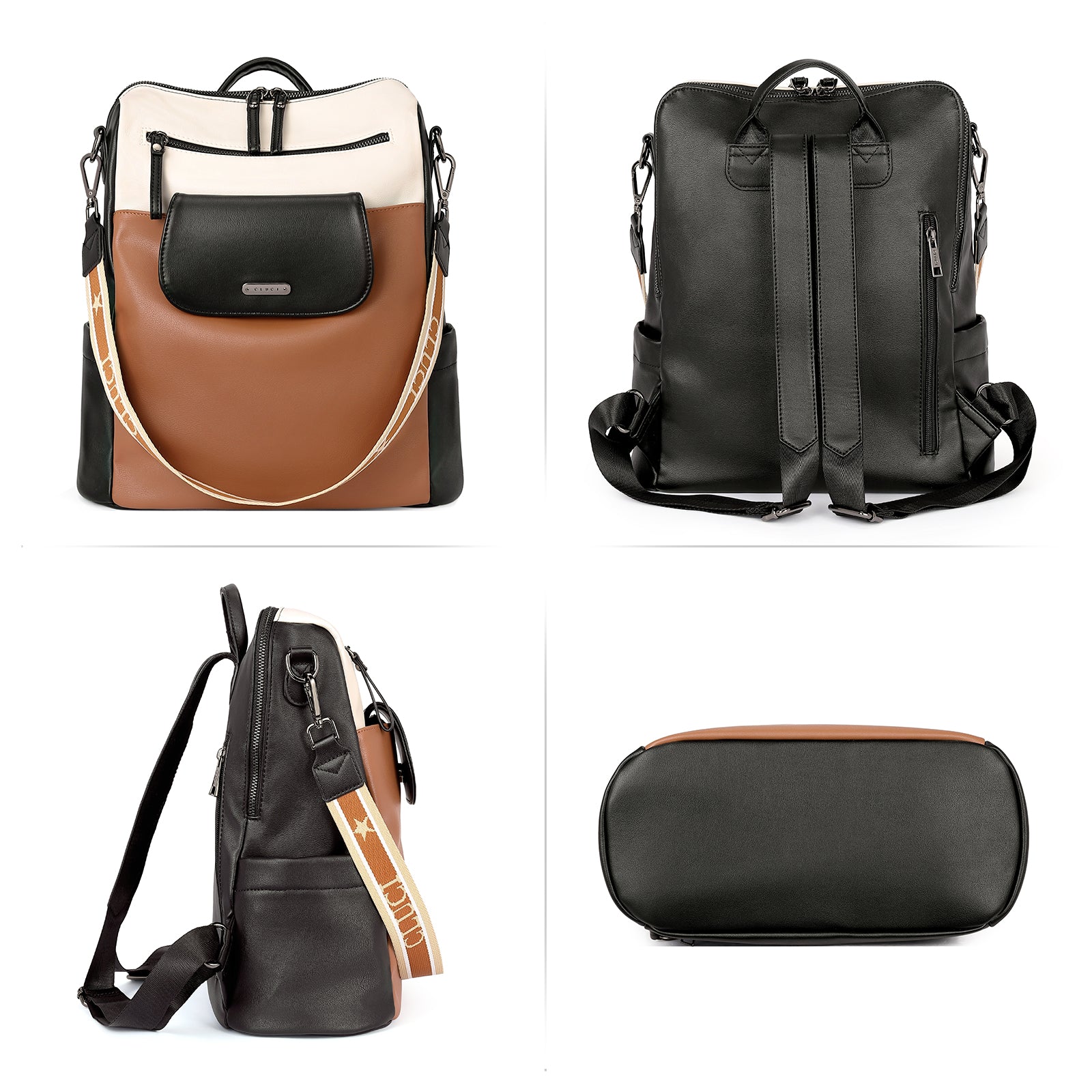 CLUCI Leather Backpack Purse for Women, Large Fashion Convertible Anti-theft, Travel Backpack Purses