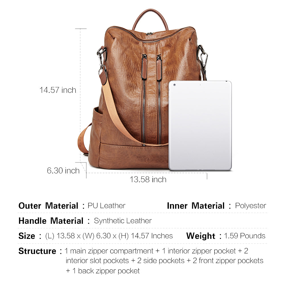 Greene Vegan Soft Leather Backpack Leather Purse For Work And Study