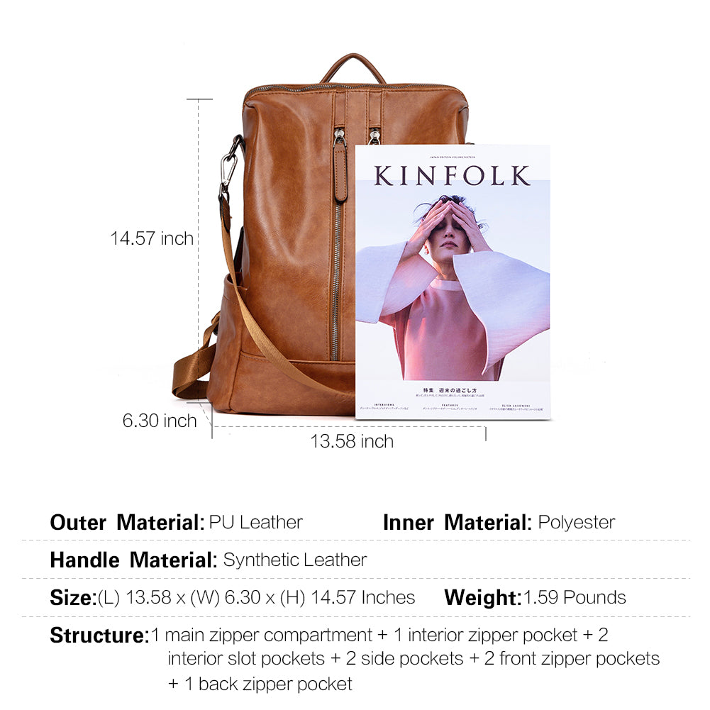 Greene Vegan Soft Leather Backpack Leather Purse For Work And Study