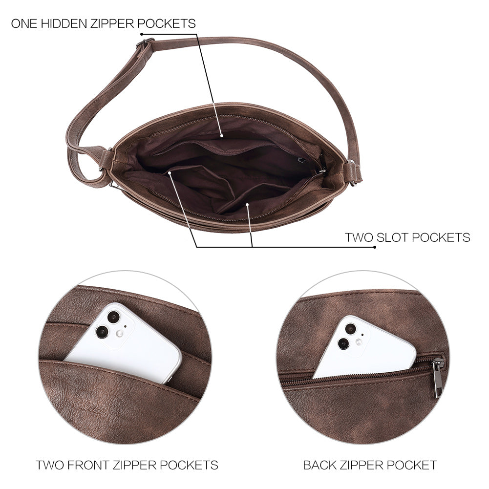 Amos Triple Pockets Vintage Crossbody Bag