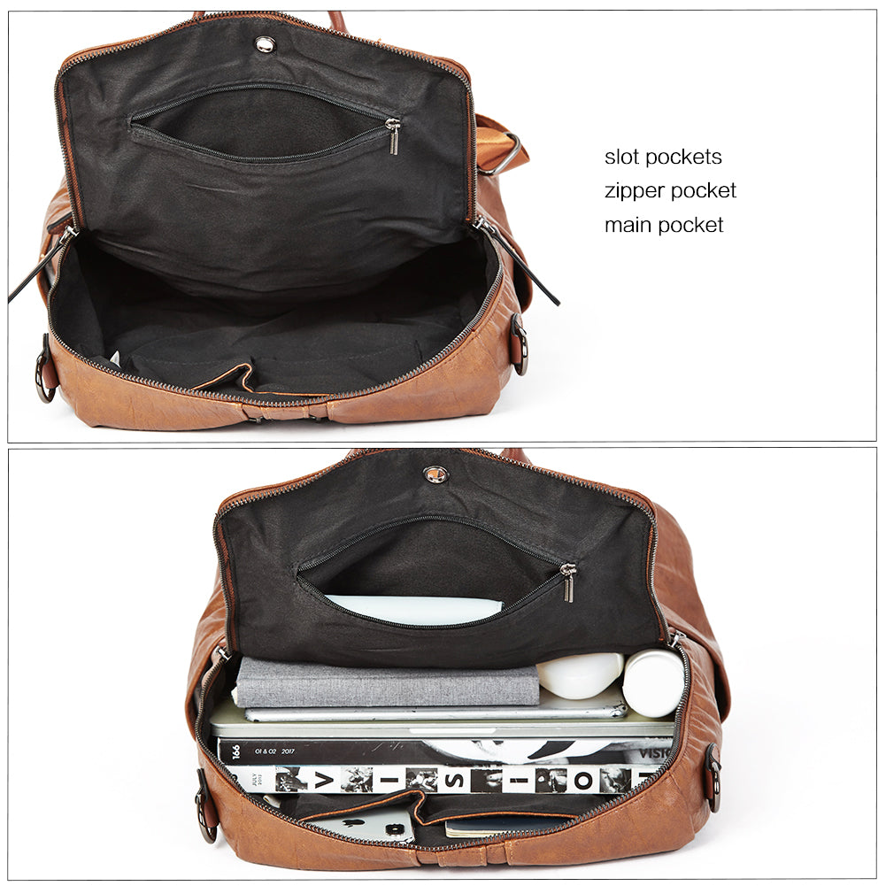 Greene Vegan Soft Leather Backpack Leather Purse For Work And Study