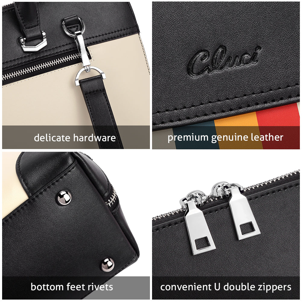 Claire Large Senior Leather Color Blocking Briefcase For Women