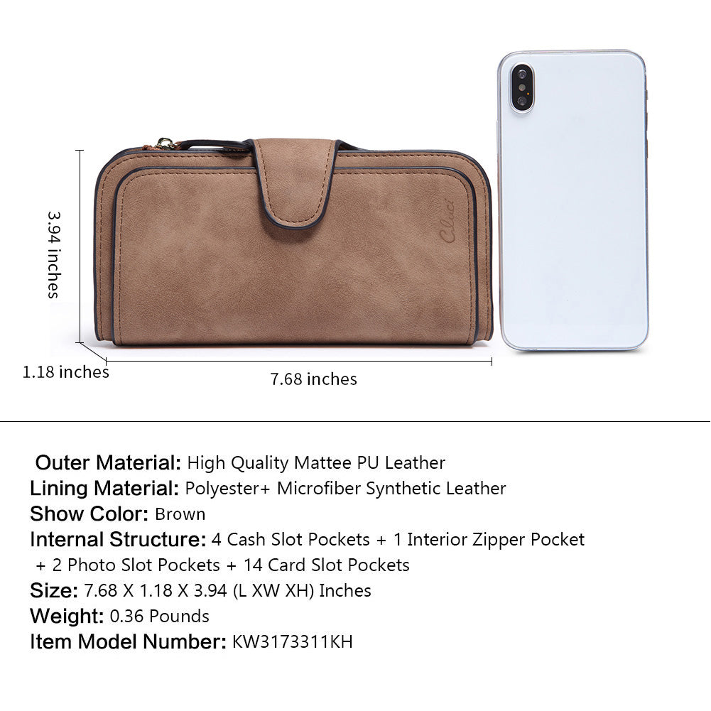 Cathy Luxury Women's Vegan Leather Wallet With Zipper
