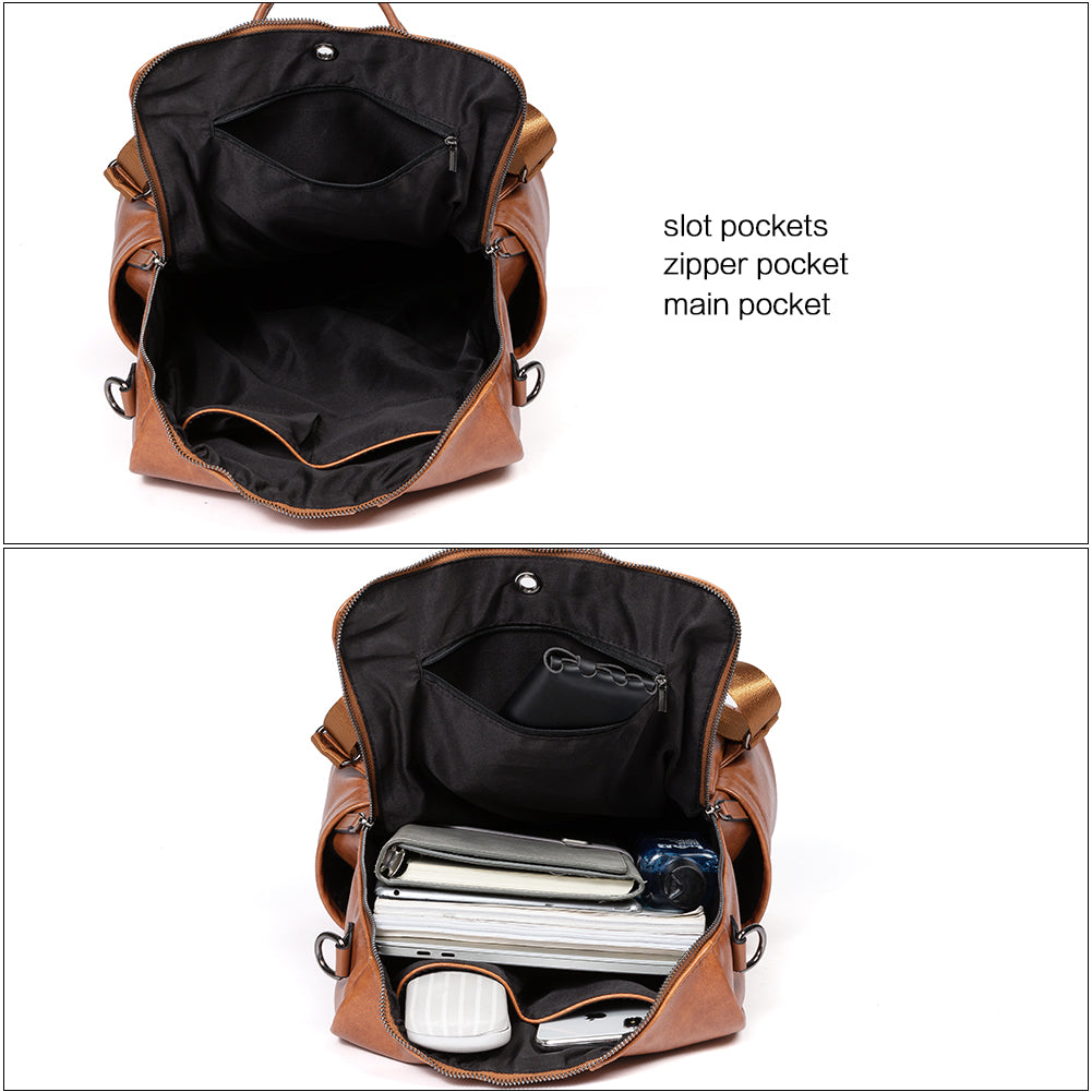 Greene Vegan Soft Leather Backpack Leather Purse For Work And Study