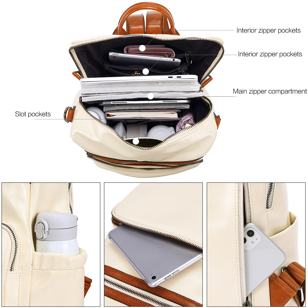 Greene Women's Leather Backpack Purse For Commuting | Oil Wax