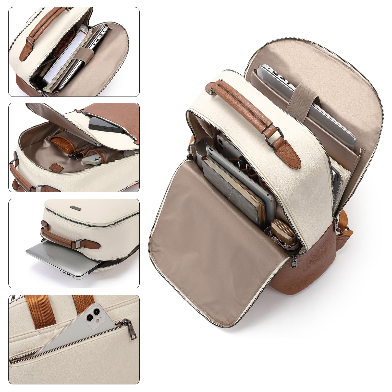 CLUCI Women Leather Laptop Backpack Purse 15.6 inch Computer Backpack Business Casual Travel Daypack College Bag