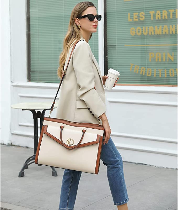 CLUCI Leather Briefcase for Women 15.6 Inch Laptop Business Computer Ladies Work Handbag