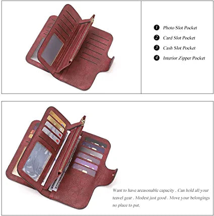 Cathy Luxury Women's Vegan Leather Wallet With Zipper