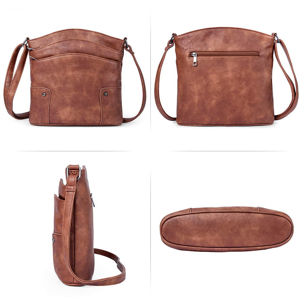 Amos Triple Pockets Vintage Crossbody Bag