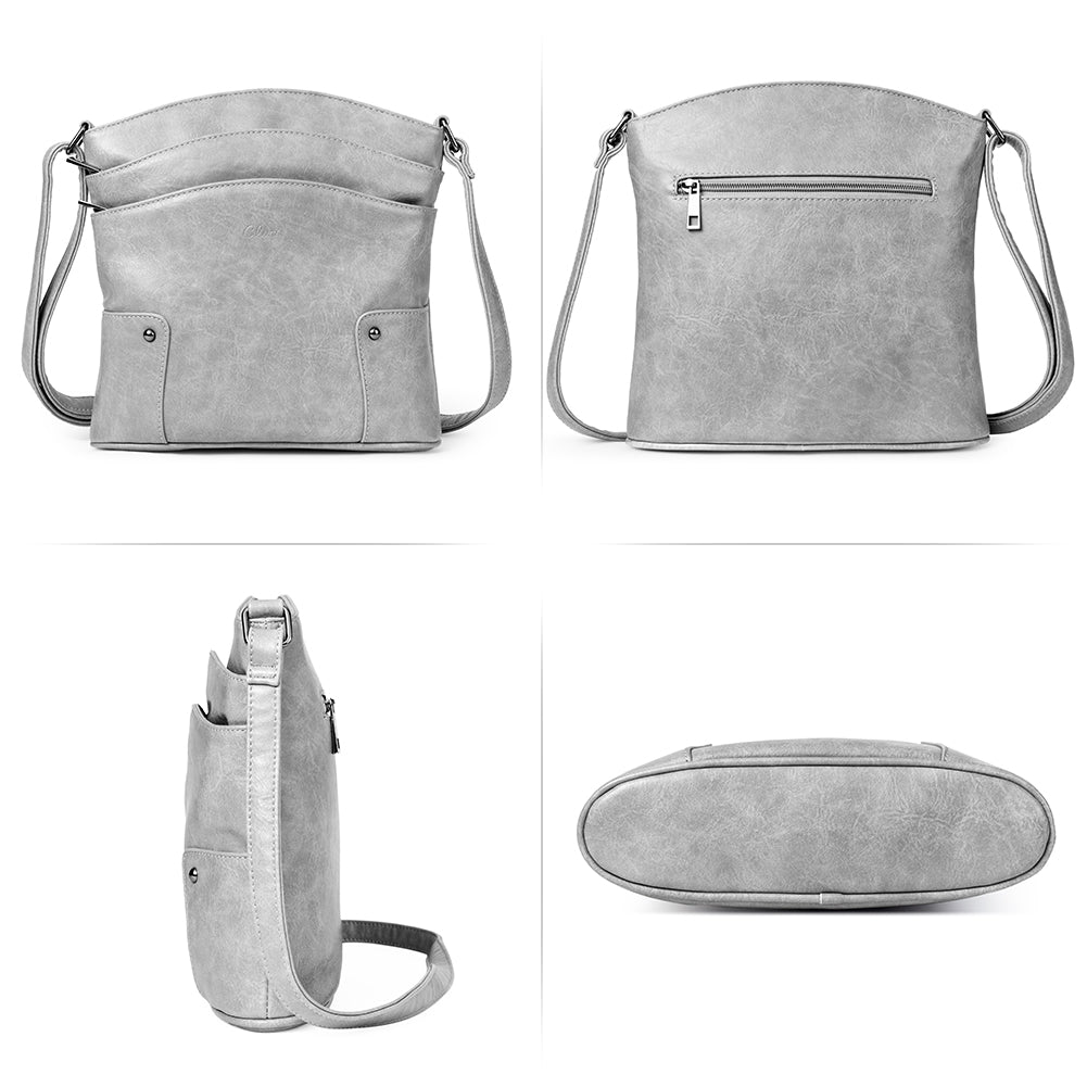 Amos Triple Pockets Vintage Crossbody Bag