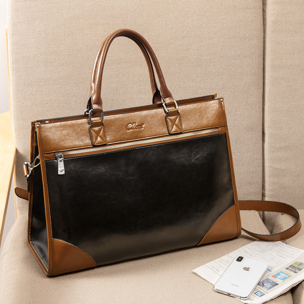 Lauren Ladies Wax Leather Briefcase Purse Laptop Bag