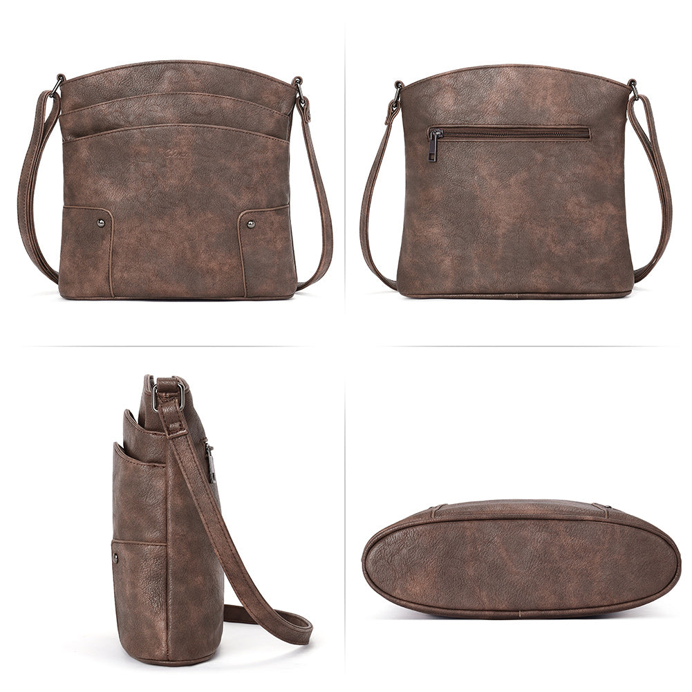 Amos Triple Pockets Vintage Crossbody Bag