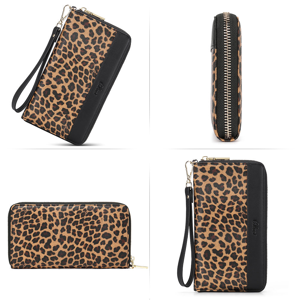CLUCI Women Wallet Leather RFID Blocking With Wristlet