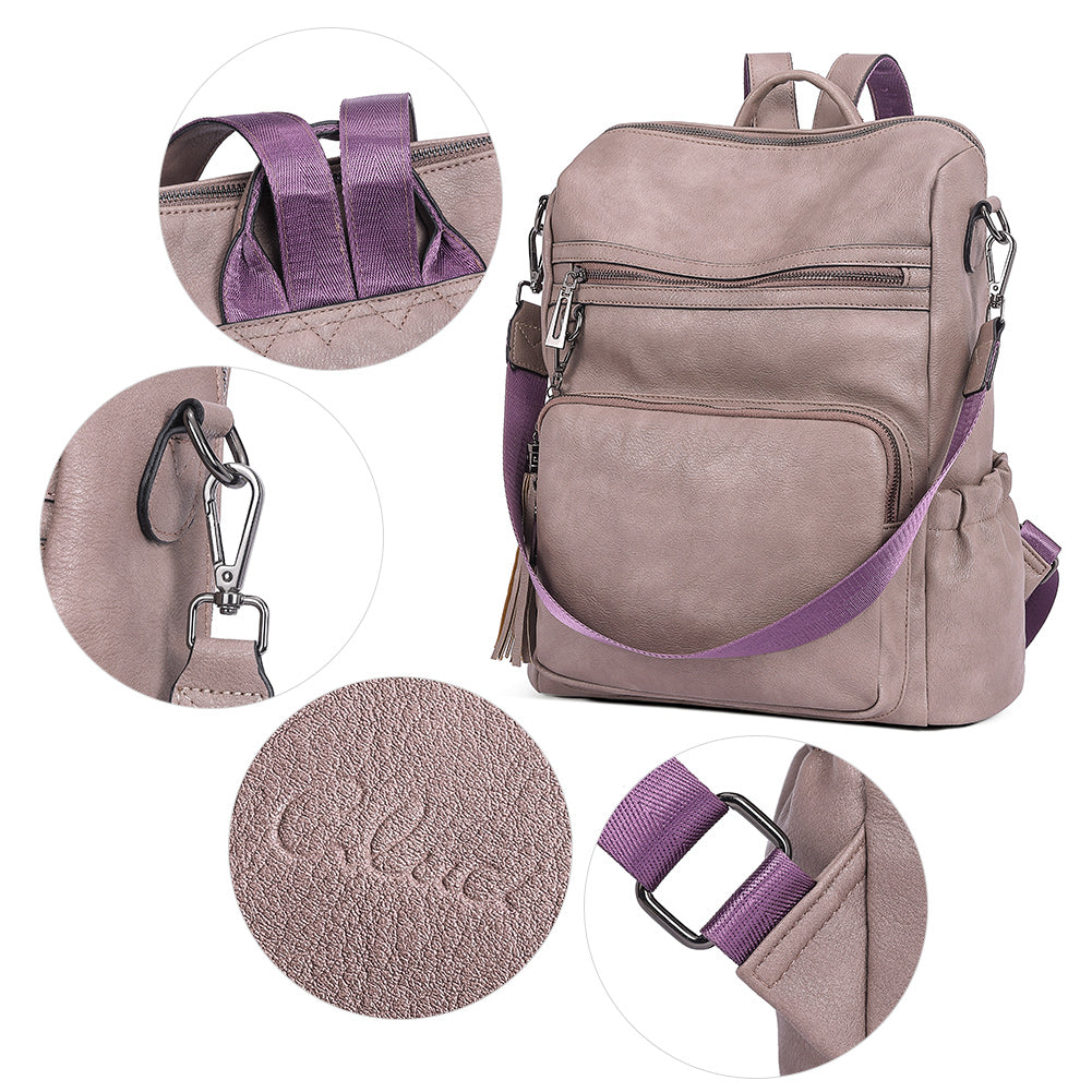 Greene Women's Leather Backpack Purse For Commuting | Two-Toned Vintage
