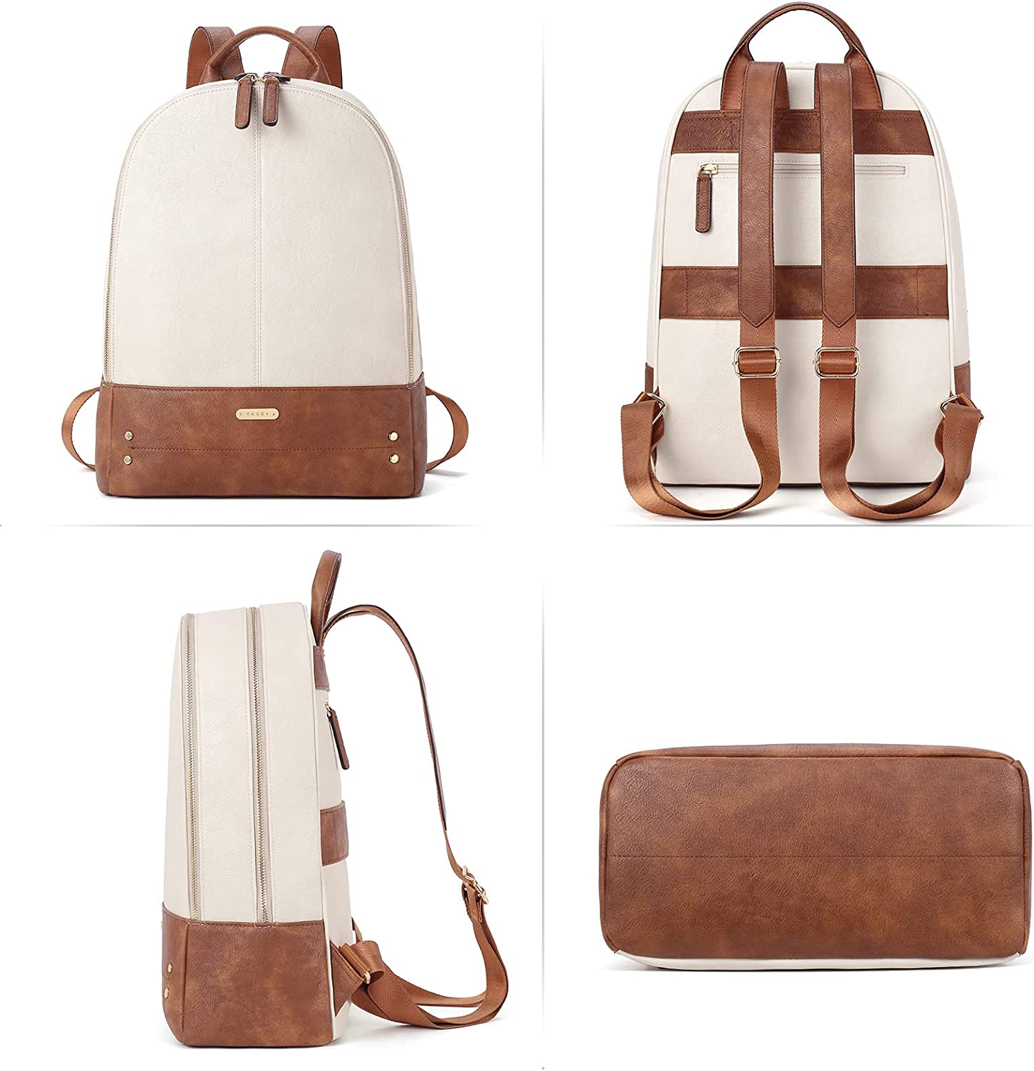 CLUCI Laptop Backpack for Women Leather 15.6 inch Computer Backpack Travel Business Vintage Large College Bag