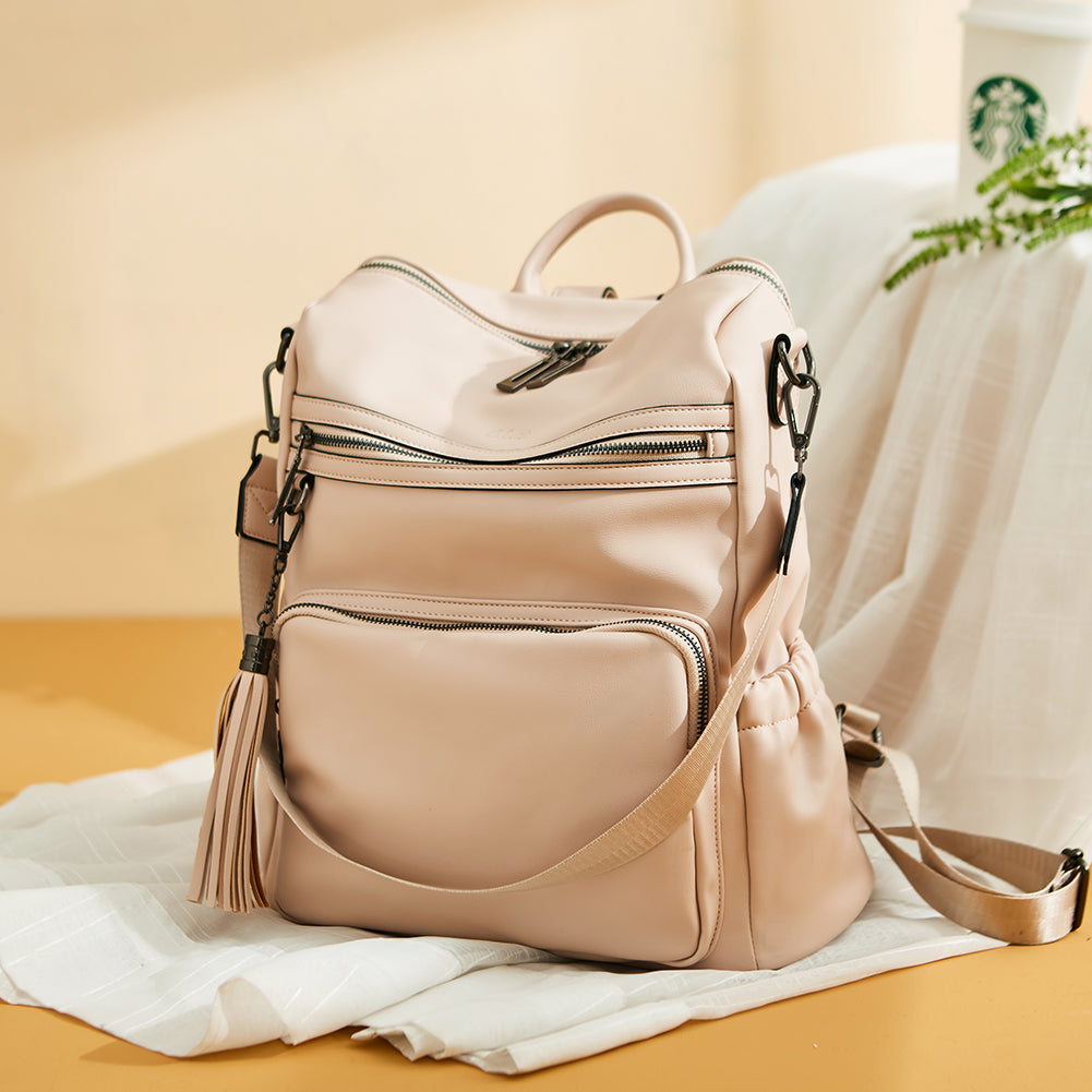 Greene Luxury Vintage Women's Leather Backpack Purse For Commuting