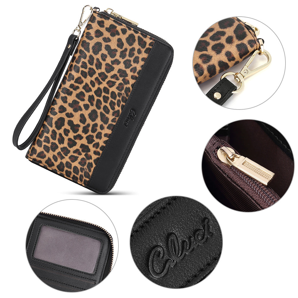 CLUCI Women Wallet Leather RFID Blocking With Wristlet
