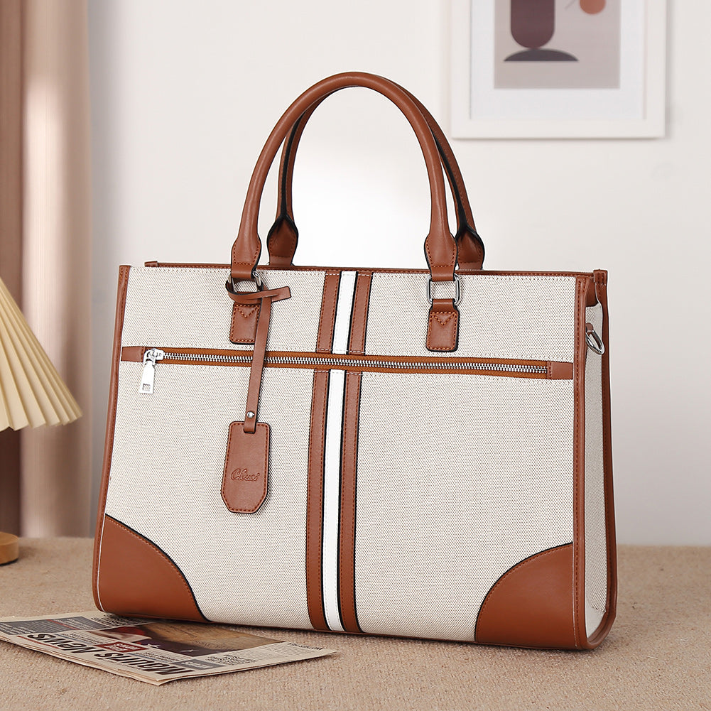 Lauren Ladies Wax Leather Briefcase Purse Laptop Bag