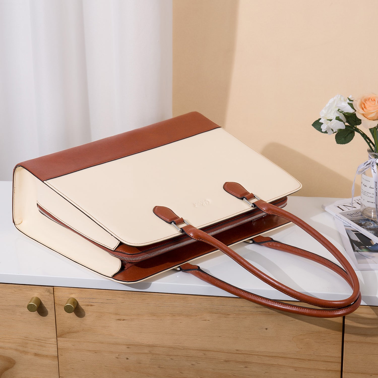 Lauren Designer Leather Briefcase For Women For Commuting