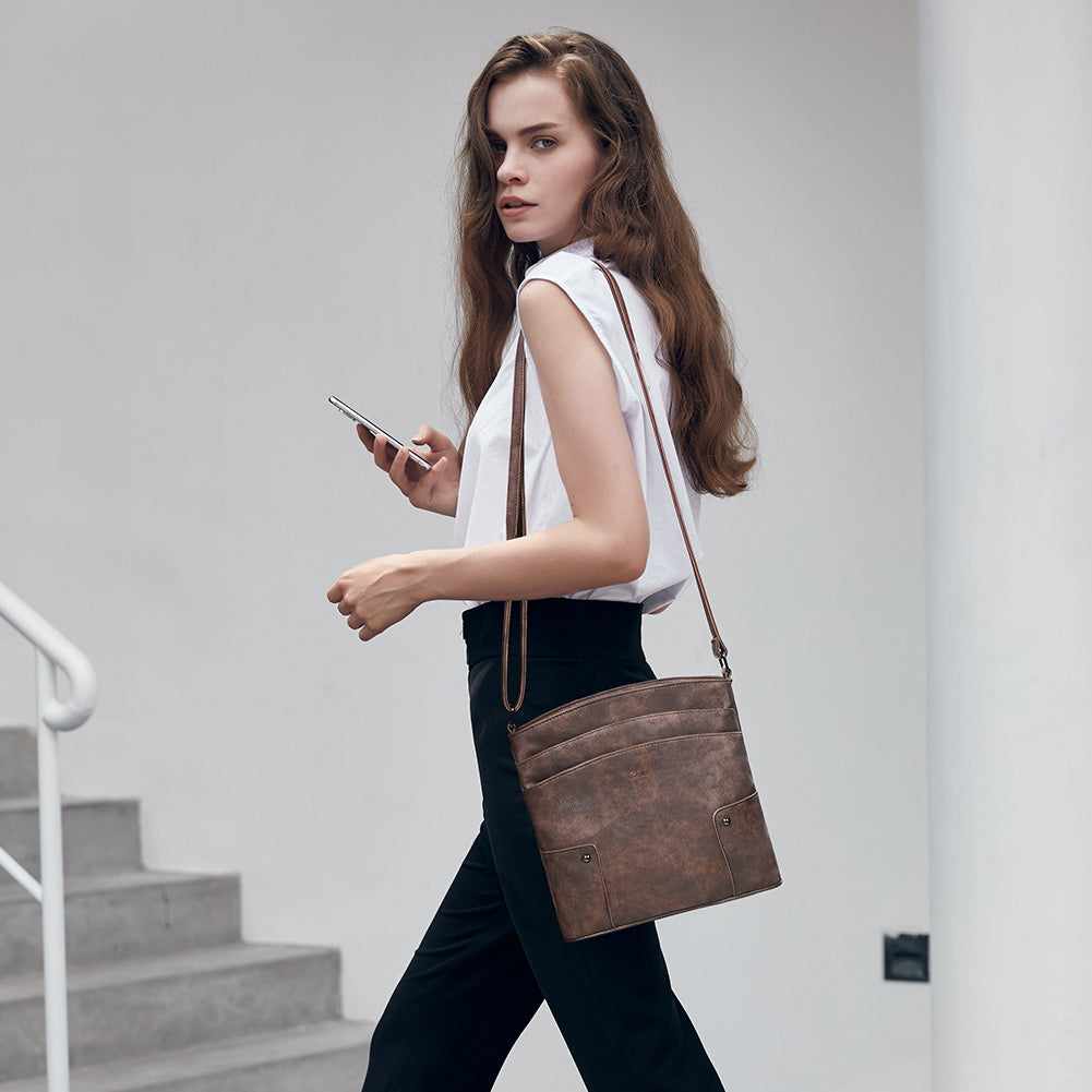 Amos Triple Pockets Vintage Crossbody Bag