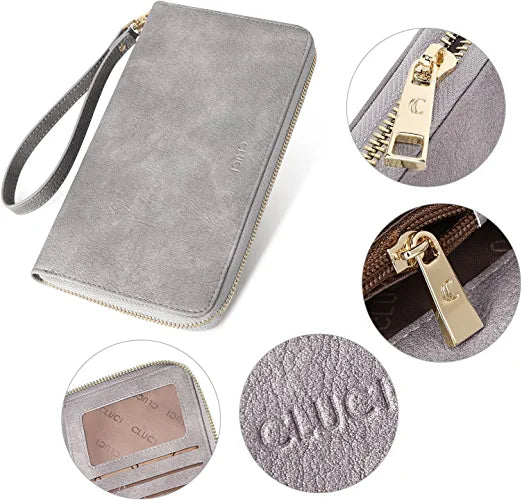 CLUCI Women Wallet Large Leather RFID Blocking Designer Zip Around Card Holder Organizer Ladies Travel Clutch Wristlet